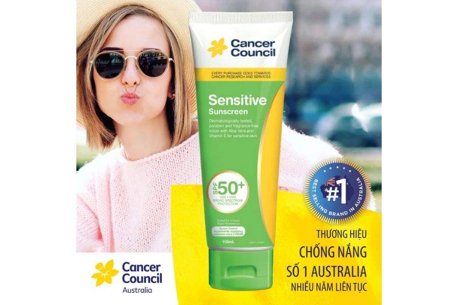 Kem chống nắng làm dịu da cho da nhạy cảm Cancer Council Sensitive Sunscreen