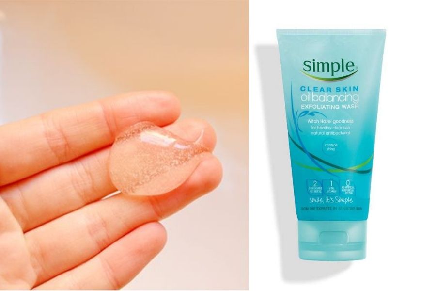 Kết cấu sữa rửa mặt Simple Clear Skin Oil Balancing Exfoliating Wash