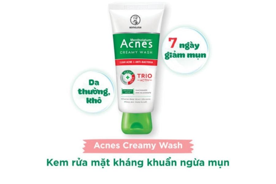 Sữa rửa mặt trị mụn Acnes Creamy Wash Trio Activ