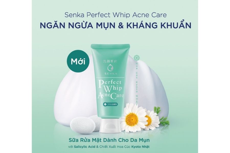 Sữa rửa mặt trị mụn của Nhật Senka Perfect Whip Acne Care