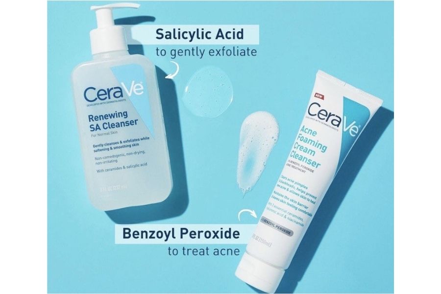 Thành phần sữa rửa mặt CeraVe Renewing SA Cleanser dành cho da mụn nhạy cảm